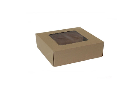 Boxit Windowed One Piece Kraft Bakery Box, 8 x 8 x 2.5 inch -- 200 per case.