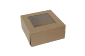 Boxit Windowed One Piece Kraft Bakery Box, 9 x 9 x 4 inch -- 150 per case.