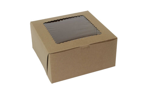 Boxit Windowed Lock Corner One Piece Kraft Bakery Box, 10 x 10 x 5 inch -- 150 per case.
