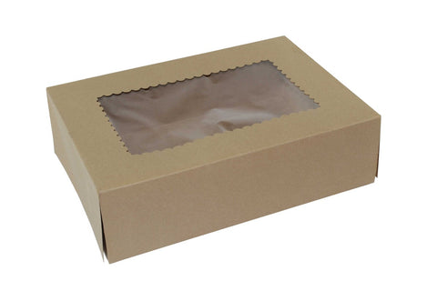 Boxit Windowed One Piece Kraft Front Load Bakery Box, 14 x 10 x 4 inch -- 100 per case.