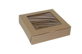 Boxit Windowed Kraft Lock Corner One Piece Cupcake Box, 10 x 10 x 2.5 inch -- 100 per case.