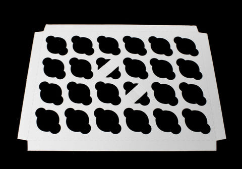 Boxit White Mini 24 Cupcake Inserts, 13.9375 x 9.9375 x 3/4 inch -- 100 per case.
