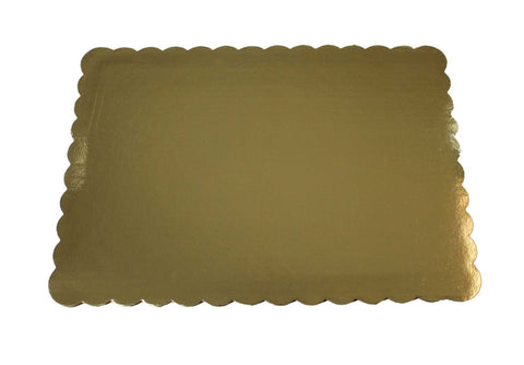 Boxit Double Wall 0.25 Sheet White Gold Scalloped Cake Pad -- 50 per case.