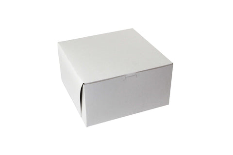 Boxit Lock Corner One Piece White Bakery Box, 10 x 10 x 5.5 inch -- 100 per case.
