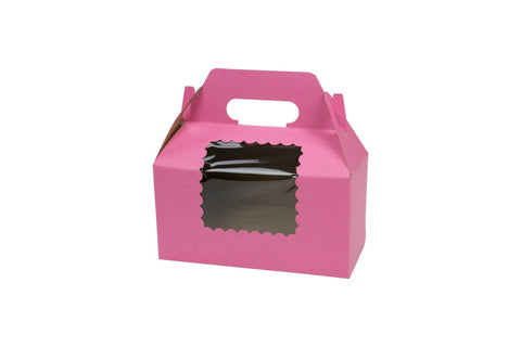 Boxit Windowed Strawberry Lock Corner One Piece Gable Auto Bottom Cupcake Box, 8 x 4 x 4 inch -- 100 per case.