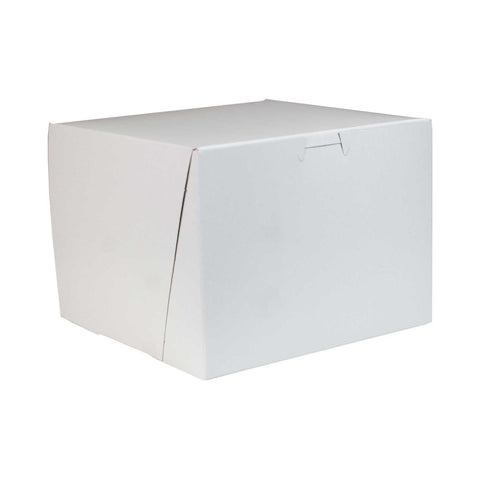 Boxit Lock Corner One Piece White Bakery Box, 8 x 8 x 6 inch -- 100 per case.