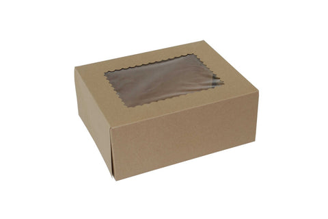 Boxit Windowed One Piece Kraft Bakery Box, 10 x 8 x 4 inch -- 125 per case.
