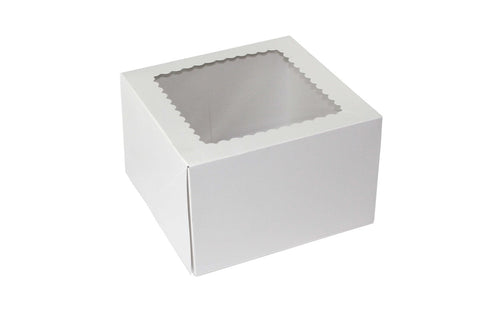 Boxit Windowed One Piece White Bakery Box, 8 x 8 x 5 inch -- 100 per case.