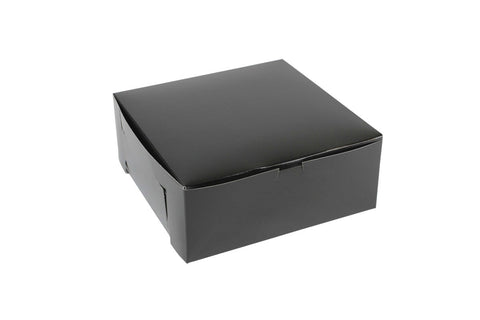 Boxit Lock Corner One Piece Black Licorice Bakery Box, 10 x 10 x 4 inch -- 100 per case.