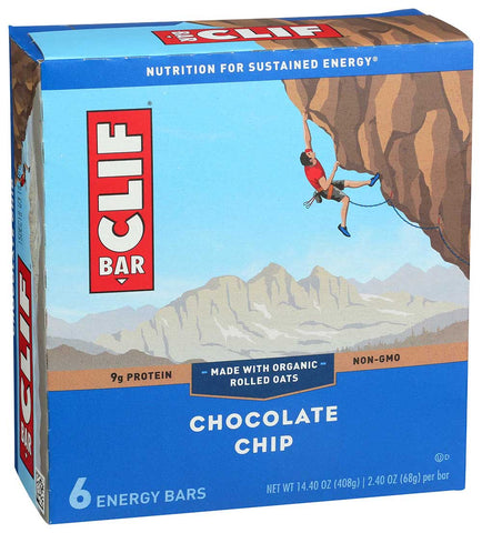 Clif Organic Chocolate Chip Energy Bar, 2.4 Ounce - 6 per pack -- 9 packs per case.