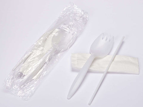 WNA Kiflpurc Medium Weight Spork Straw and Napkin -- 1000 per case