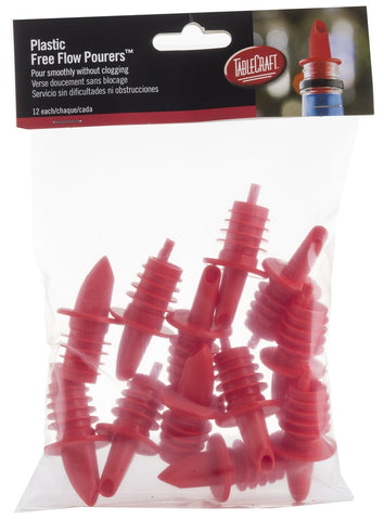 Tablecraft Red Economy Free Flow Plastic Pourer -- 12 per case