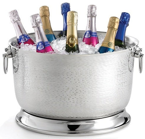 Tablecraft Stainless Steel Round Double Wall Beverage Tub with Base, 16 x 10 inch