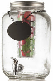 Tablecraft Mason Jar Glass Beverage Dispenser with Chalkboard, 2 Gallon