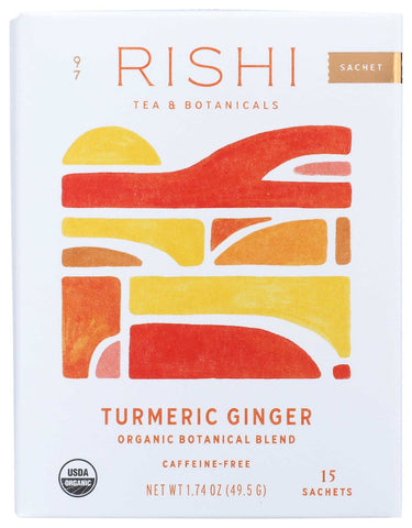 Rishi Organic Turmeric Ginger Tea - 15 bags per pack -- 6 packs per case.