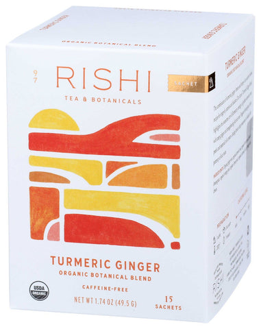Rishi Organic Turmeric Ginger Tea - 15 bags per pack -- 6 packs per case.