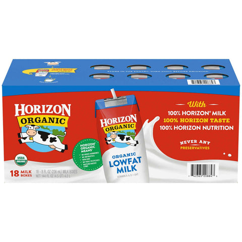 White Wave Horizon Organic Aseptic Milk, 8 Ounce -- 18 per case.