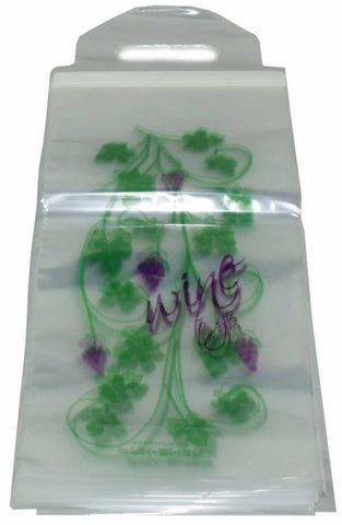 Pak Sher Adhesive Seal Carryout Wine Bag with Tape, 6.7 x 18 x 3 inch -- 100 per case.