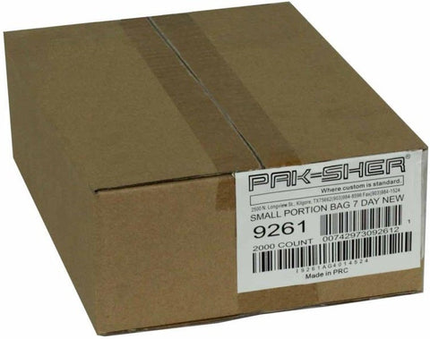 Pak Sher 7 Day Small Portion Bag, 6.375 x 7 inch -- 2000 per case.