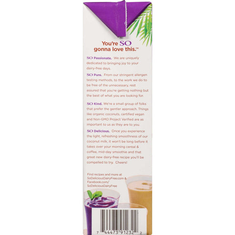 So Delicious Organic Unsweetened Vanilla Coconut Milk, 32 Fluid Ounce -- 12 per case