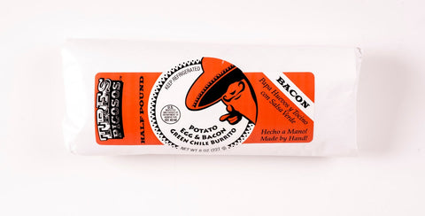 Tres Picosos Potato Bacon and Egg Green Chile Burrito -- 12 per case.