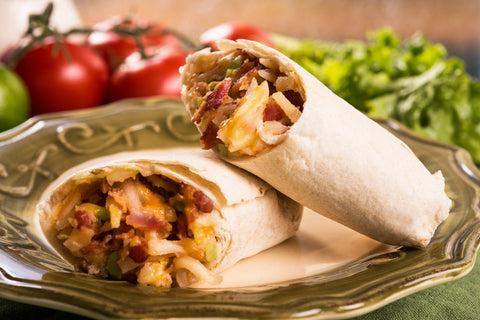 Tres Picosos Potato Bacon and Egg Green Chile Burrito -- 12 per case.