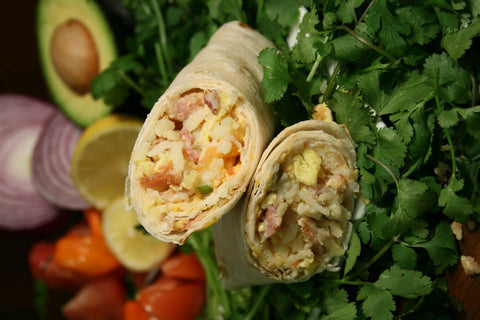 Tres Picosos Potato Bacon and Egg Green Chile Burrito -- 12 per case.