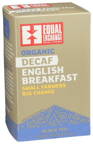 Equal Exchange Organic Decaffeinated English Breakfast Tea - 20 bags per pack -- 6 packs per case.