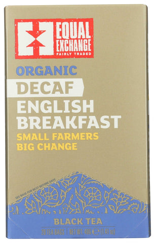 Equal Exchange Organic Decaffeinated English Breakfast Tea - 20 bags per pack -- 6 packs per case.