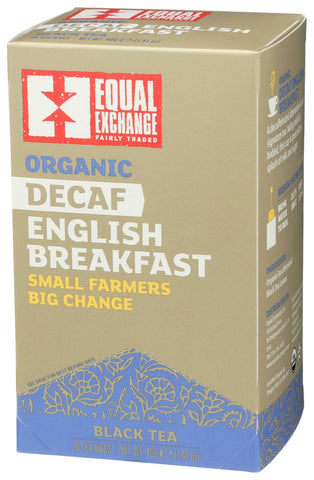 Equal Exchange Organic Decaffeinated English Breakfast Tea - 20 bags per pack -- 6 packs per case.