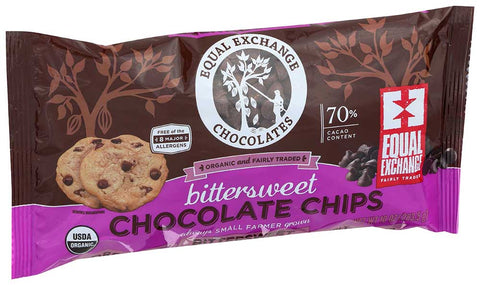 Equal Exchange Organic Bittersweet Dark Chocolate Chips, 10 Ounce -- 12 per case.