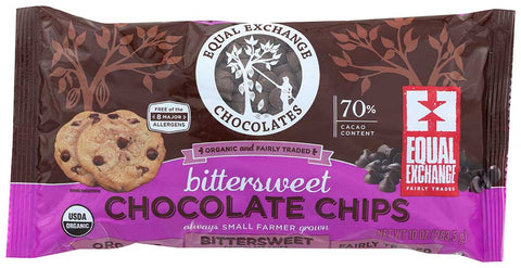Equal Exchange Organic Bittersweet Dark Chocolate Chips, 10 Ounce -- 12 per case.
