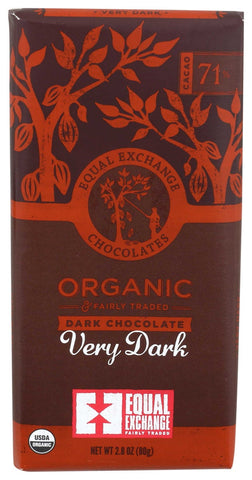 Equal Exchange Organic Very Dark Chocolate Bar, 2.8 Ounce -- 12 per case.