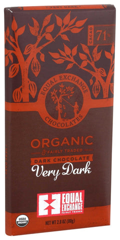 Equal Exchange Organic Very Dark Chocolate Bar, 2.8 Ounce -- 12 per case.
