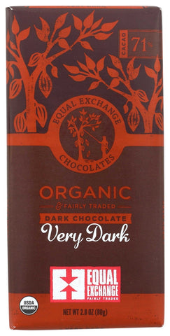 Equal Exchange Organic Very Dark Chocolate Bar, 2.8 Ounce -- 12 per case.