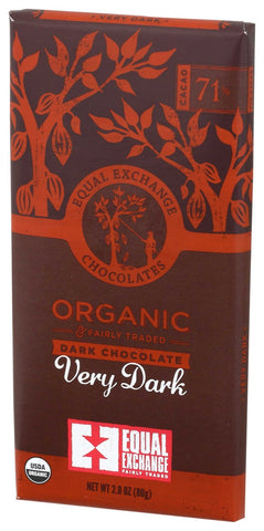 Equal Exchange Organic Very Dark Chocolate Bar, 2.8 Ounce -- 12 per case.