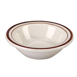 Vertex China Caravan Brown Speckled Double Band Undecorated American White Fruit Bowl, 4 5/8 inch -- 36 per case.