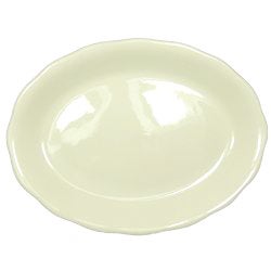 Vertex China California Scalloped Undecorated American White Sculptured Rim Oval Platter, 11 5/8 inch -- 12 per case.