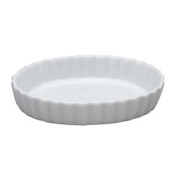 Vertex Porcelain White Fluted Oval Quiche Dish, 7 Ounce -- 36 per case.