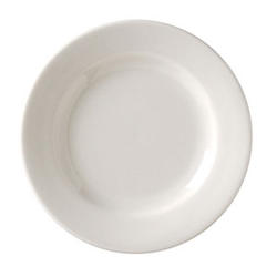 Vertex China Vista Collection Undecorated American White Wide Rim Plate, 6 5/8 inch -- 36 per case.
