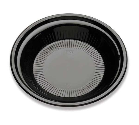 D and W Fine Pack Black Polystyrene Deep Ribbed Plate, 10.25 inch -- 400 per case.
