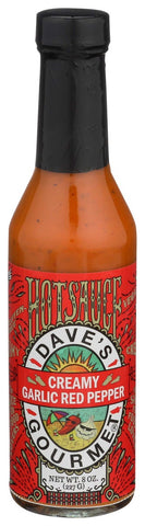 Daves Gourmet Creamy Garlic Red Pepper Hot Sauce, 8 Fluid Ounce -- 6 per case.