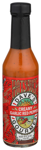 Daves Gourmet Creamy Garlic Red Pepper Hot Sauce, 8 Fluid Ounce -- 6 per case.