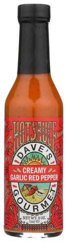 Daves Gourmet Creamy Garlic Red Pepper Hot Sauce, 8 Fluid Ounce -- 6 per case.