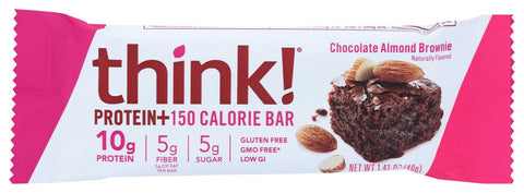 Think Thin Chocolate Almond Brownie Lean Protein and Fiber Bar, 1.41 Ounce - 10 per pack.
