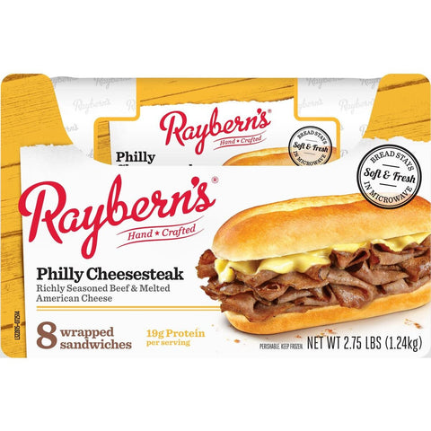 Rayberns Philly Cheesesteak Wrapped Sandwich - Display -- 8 per case.