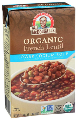Dr McDougalls Right Foods Organic Low Sodium French Lentil Soup, 17.6 Ounce -- 6 per case.