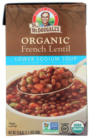 Dr McDougalls Right Foods Organic Low Sodium French Lentil Soup, 17.6 Ounce -- 6 per case.