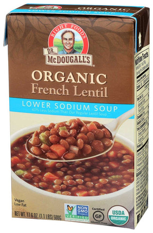 Dr McDougalls Right Foods Organic Low Sodium French Lentil Soup, 17.6 Ounce -- 6 per case.