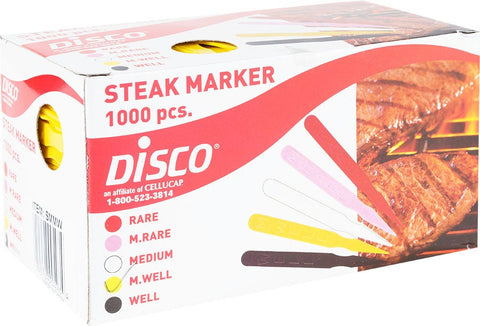 Disco Medium Well Yellow Steak Marker - 1000 per pack -- 5 packs per case.